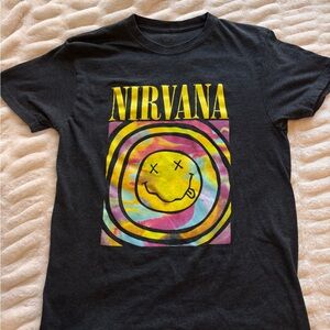 NIRVANA Black Faded Smiley Logo Tee